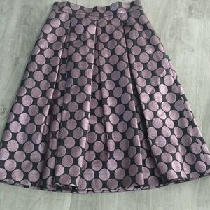 Luxe Black and Pink Polka Dot Midi Skirt